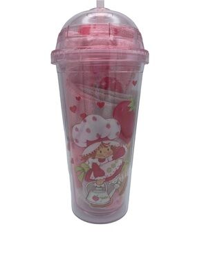 Strawberry Shortcake ClearCharacter Tumbler with Straw and 3 pairs of cozy socks